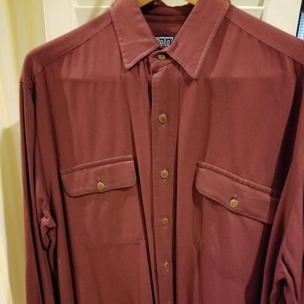 Polo Maroon Button Down Shirt Men's Large/Tall
